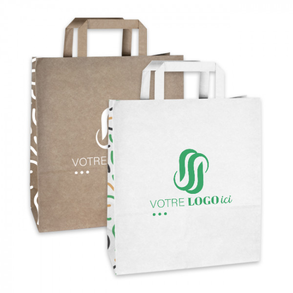 Sacs à poignées plates en papier personnalisés