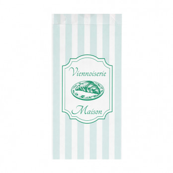 Sachet 3-4 viennoiseries en papier décoré 14 + 6 x 28 cm - Collection vintage