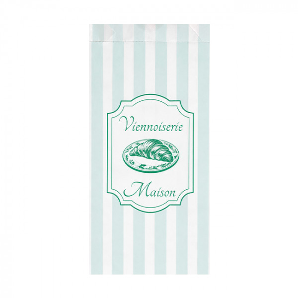Sachet 3-4 viennoiseries en papier décoré 14 + 6 x 28 cm - Collection vintage