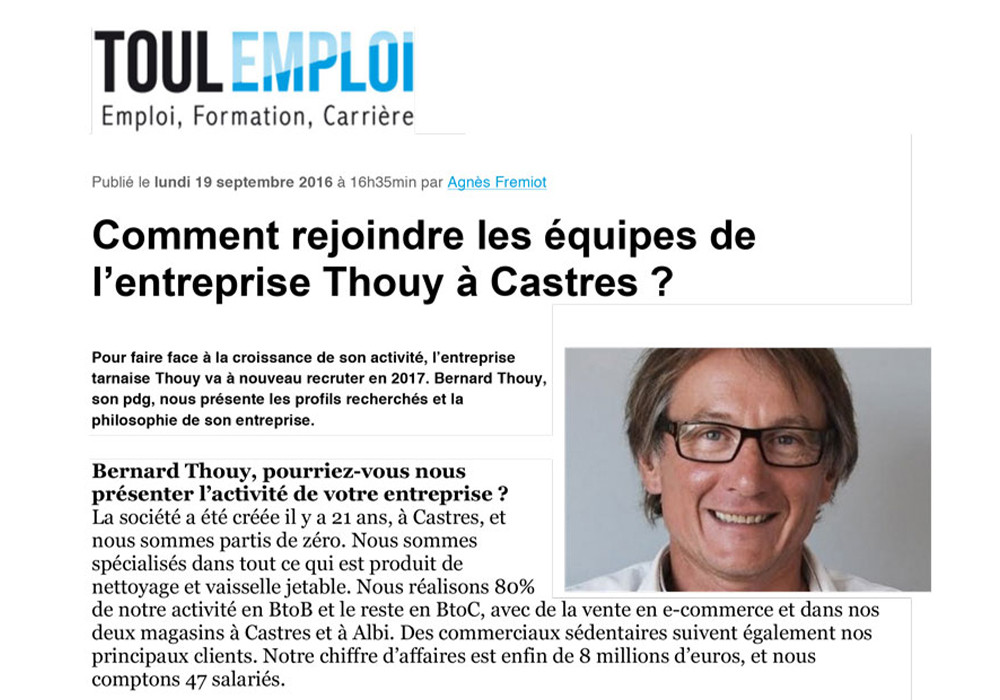 Comment rejoindre les équipes de l’entreprise Thouy à Castres ?