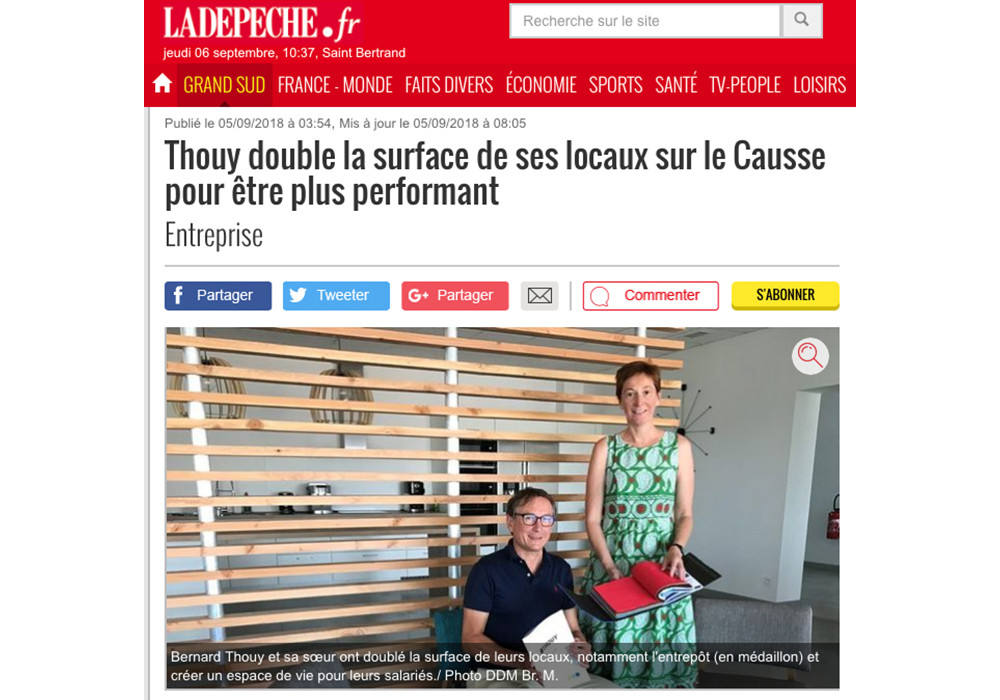 Thouy double la surface de ses locaux sur le Causse pour être plus performant