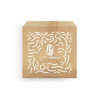 Sachet frites personnalisé en papier kraft - Impression jusqu'à 3 couleurs