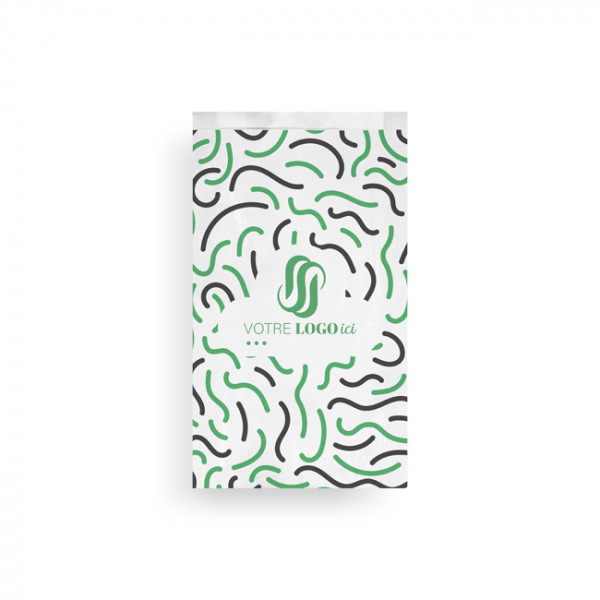 Sachet à viennoiseries (1/2) personnalisé en papier 12 + 5 x 25 cm - Impression jusqu'à 3 couleurs