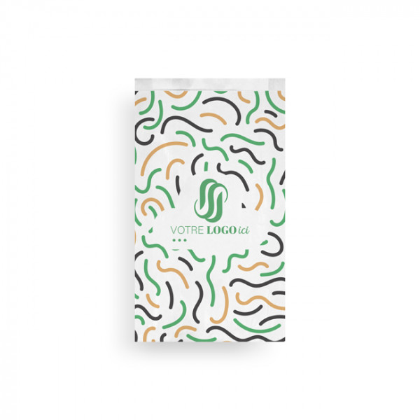 Sachet à viennoiseries (1/2) personnalisé en papier 12 + 5 x 25 cm - Impression jusqu'à 3 couleurs