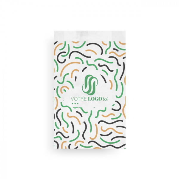 Sachet à viennoiseries (3/4) personnalisé en papier 14 + 6 x 28 cm - Impression jusqu'à 3 couleurs