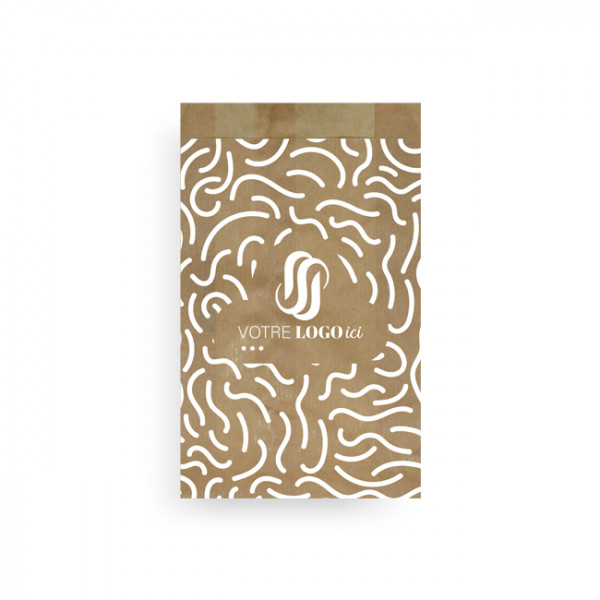Sachet à viennoiseries (3/4) personnalisé en papier 14 + 6 x 28 cm - Impression jusqu'à 3 couleurs
