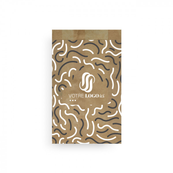 Sachet à viennoiseries (3/4) personnalisé en papier 14 + 6 x 28 cm - Impression jusqu'à 3 couleurs