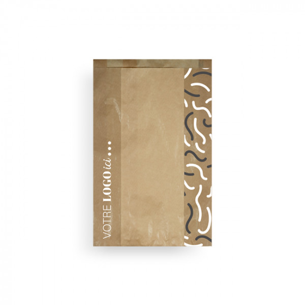 Sac à brioche avec fenêtre personnalisé en papier kraft 24 x 8 x 32 cm - Impression jusqu'à 3 couleurs