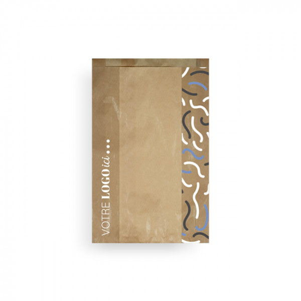 Sac à brioche avec fenêtre personnalisé en papier kraft 24 x 8 x 32 cm - Impression jusqu'à 3 couleurs