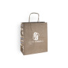 Sac cabas personnalisé en papier kraft 26 + 14 x 30 cm - Poignées torsadées - Impression jusqu'à 3 couleurs
