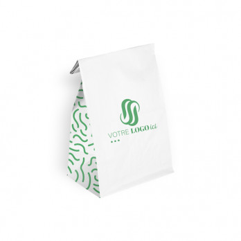 Sac SOS personnalisé en papier blanc 22 + 10 x 35 cm - Impression jusqu'à 3 couleurs