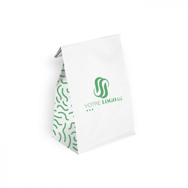 Sac SOS personnalisé en papier blanc 22 + 10 x 35 cm - Impression jusqu'à 3 couleurs