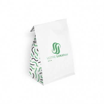 Sac SOS personnalisé en papier blanc 22 + 10 x 35 cm - Impression jusqu'à 3 couleurs