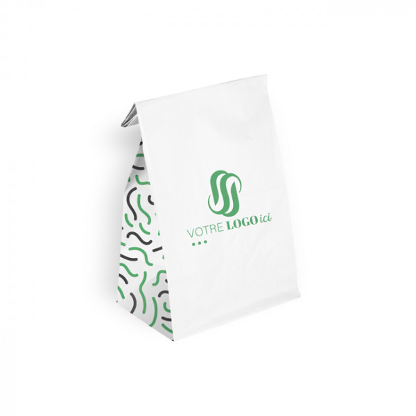 Sac SOS personnalisé en papier blanc 22 + 10 x 35 cm - Impression jusqu'à 3 couleurs