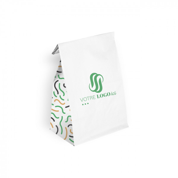 Sac SOS personnalisé en papier blanc 22 + 10 x 35 cm - Impression jusqu'à 3 couleurs