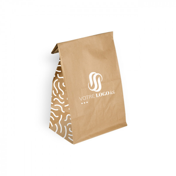Sac SOS personnalisé en papier kraft 22 + 10 x 35 cm - Impression jusqu'à 3 couleurs