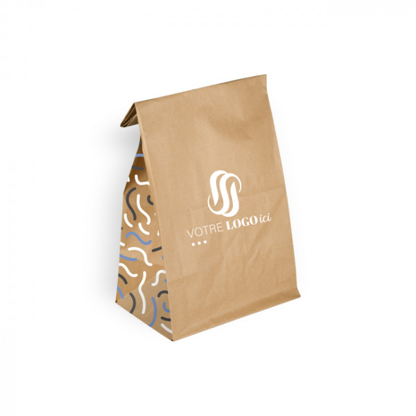 Sac SOS personnalisé en papier kraft 22 + 10 x 35 cm - Impression jusqu'à 3 couleurs