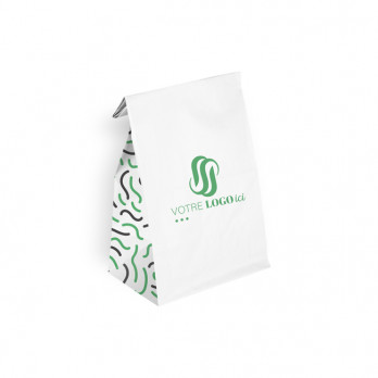 Sac SOS personnalisé en papier blanc 32 + 16 x 34,5 cm - Impression jusqu'à 3 couleurs