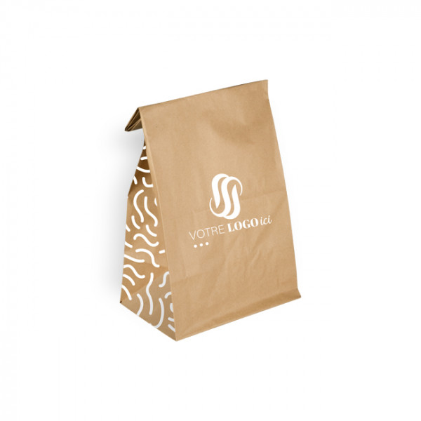 Sac SOS personnalisé en papier kraft 32 + 16 x 34,5 cm - Impression jusqu'à 3 couleurs