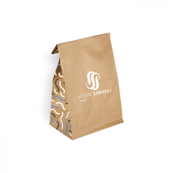Sac SOS personnalisé en papier kraft 32 + 16 x 34,5 cm - Impression jusqu'à 3 couleurs