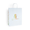 Sac cabas personnalisé en papier blanc 32 + 11 x 42 cm -Poignées torsadées - Impression 1 couleur ou quadrichromie