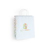 Sac cabas personnalisé en papier blanc 27 + 16 x 31 cm -Poignées torsadées - Impression 1 couleur ou quadrichromie