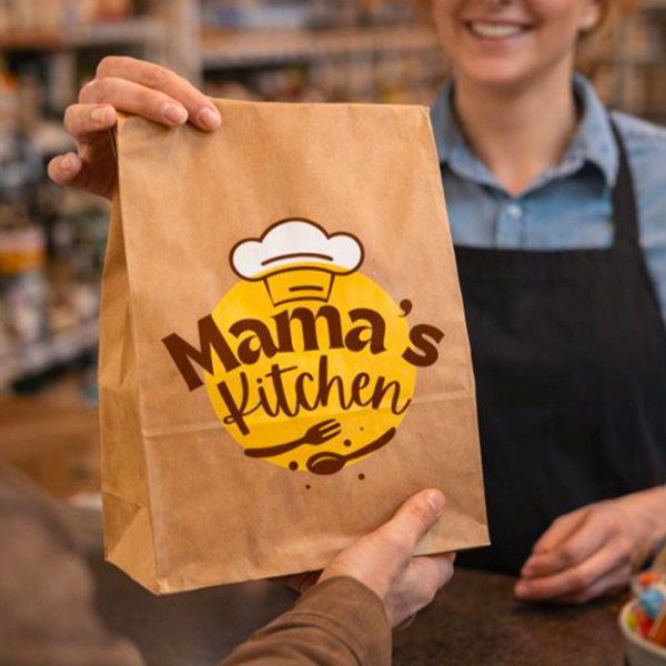 Sac kraft personnalisée repas à emporter: restaurant, fast-food, restaurateur