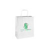 Sac cabas personnalisé en papier blanc 26 + 14 x 30 cm - Poignées torsadées - Impression jusqu'à 3 couleurs