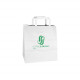 Sac cabas personnalisé en papier blanc 32 + 22 x 32 cm - Poignées plates - Impression jusqu'à 3 couleurs