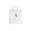 Sac cabas personnalisé en papier blanc 32 + 22 x 29 cm - Poignées plates - Impression jusqu'à 3 couleurs