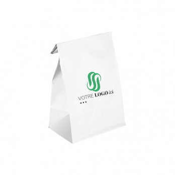 Sac SOS personnalisé en papier blanc 22 + 10 x 36 cm - Impression jusqu'à 2 couleurs
