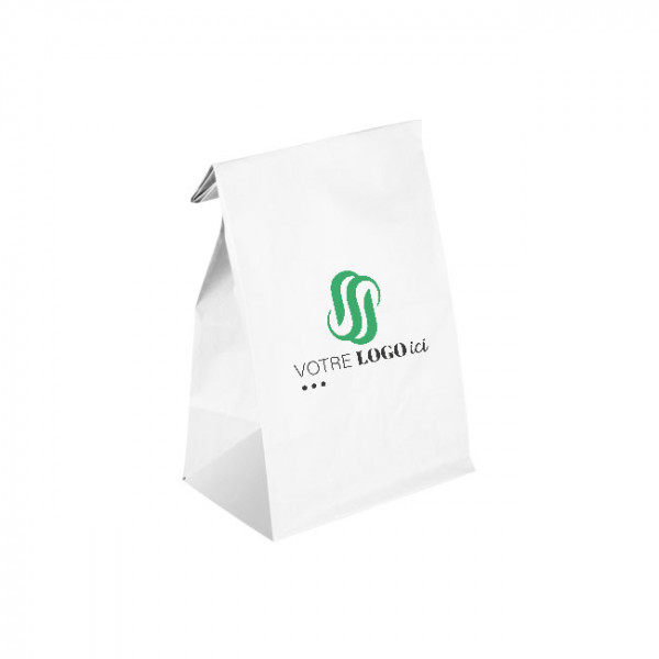 Sac SOS personnalisé en papier blanc 22 + 10 x 35 cm - Impression jusqu'à 3 couleurs