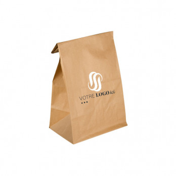 Sac SOS personnalisé en papier kraft 22 + 10 x 36 cm - Impression jusqu'à 2 couleurs
