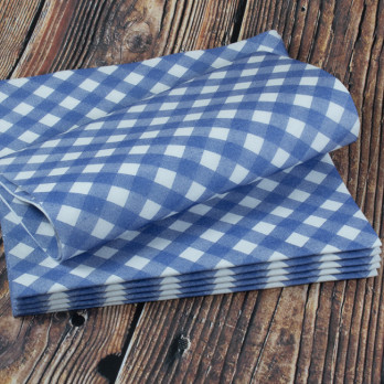 Serviette en soft aspect tissu vichy bleu 40 x 40