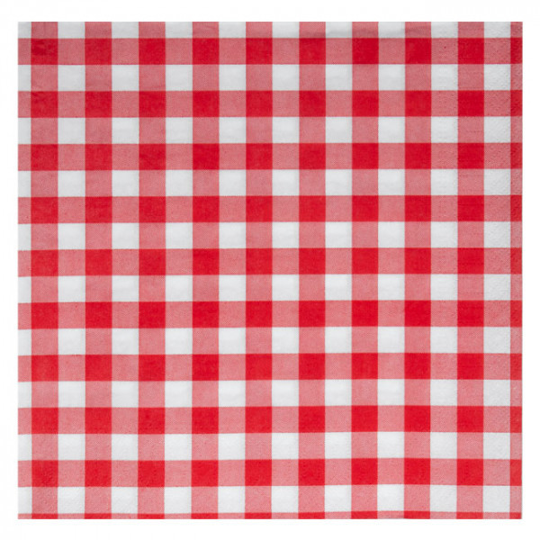 Serviette en papier ouate vichy rouge et blanc 2 plis 40 x 40