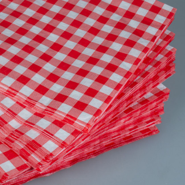 Serviette décor vichy rouge et blanc pour ginguette