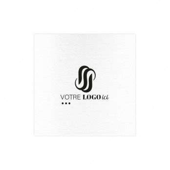 Serviette personnalisée en papier molletonné blanc 20 x 20 - Impression 1 à 2 couleurs