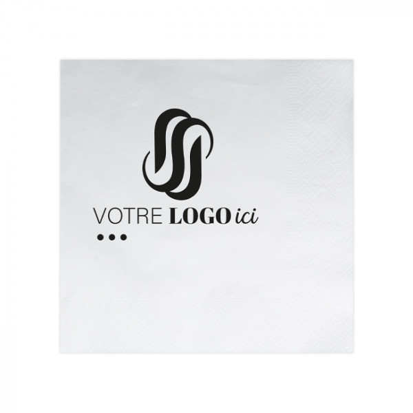 Serviette personnalisée en papier ouate blanc 24x24 - 2 plis