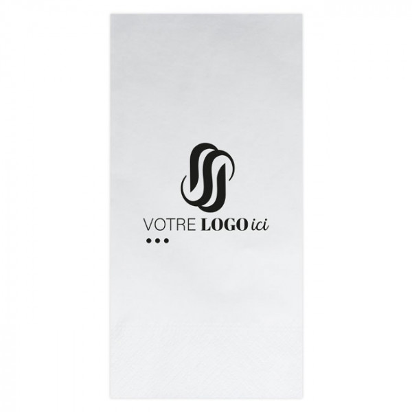 Serviette personnalisée blanche en ouate 40x40 - 2 plis - Impression 1-2 couleurs