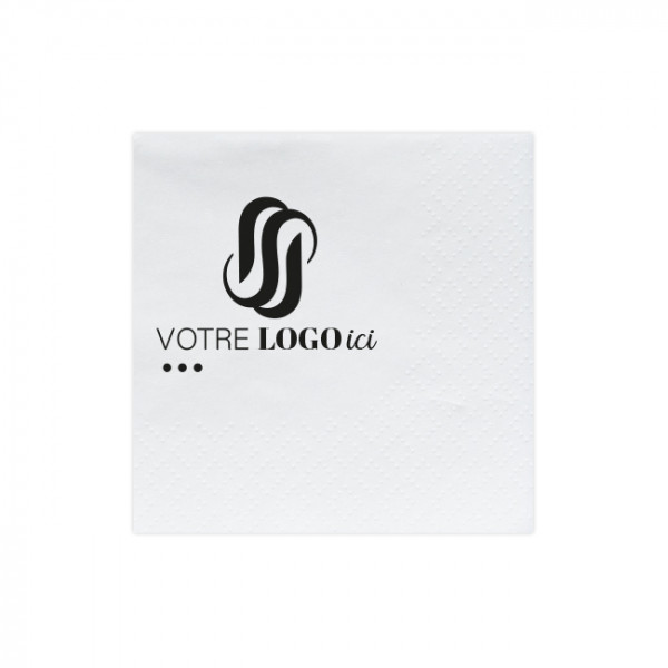 Serviette personnalisée blanche 2 plis 20x20 - 1 à 2 couleurs