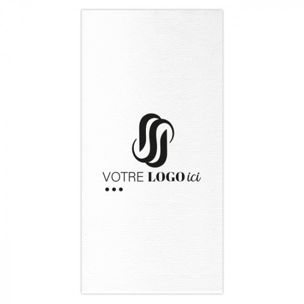 Serviette personnalisée en papier molletonné blanc 30x40 - Impression 1-2 couleurs
