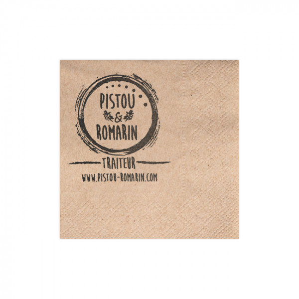 Serviette personnalisée en papier kraft 20x20 - 2 plis - 1 à 2 couleurs