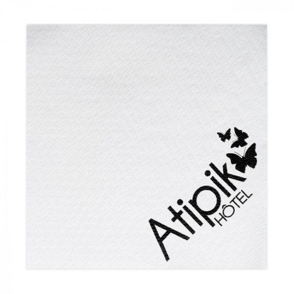 serviette personnalisée blanche 1 pli ouate 30x30 cm - Atipik Hotel