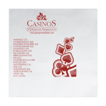 Serviette personnalisée en papier ouate blanc 30 x 30 - 2 plis - Impression 1 à 2 couleurs