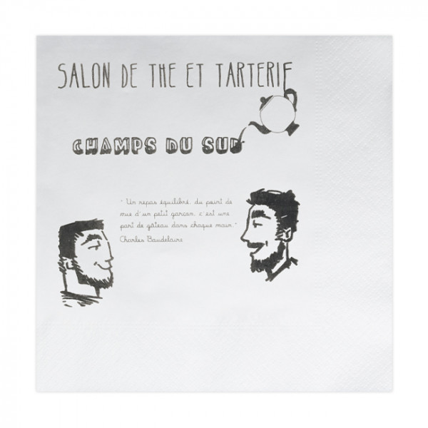 serviette personnalisée blanche 2 plis ouate 30x30cm champs du sud lisse logo casinos tranchant impressi