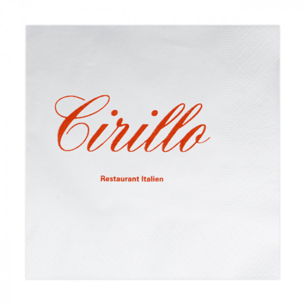 

Serviette personnalisée en papier ouate blanc 30x30 - 2 plis - Impression 1 à 2 couleurs