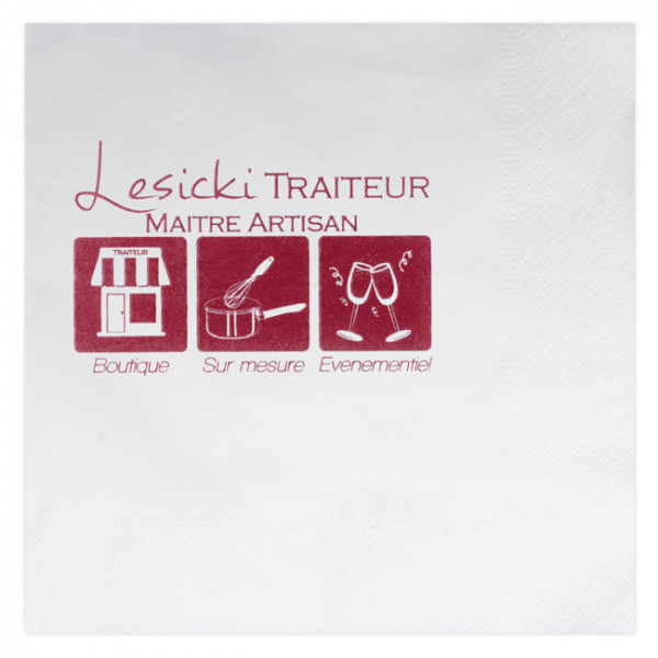 Serviette blanche personnalisée 40x40 2 plis 1-2 couleurs