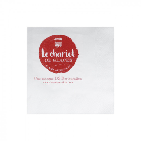 serviette personnalisée papier ouate blanc 24x24 2 plis impression 1 à 2 couleurs