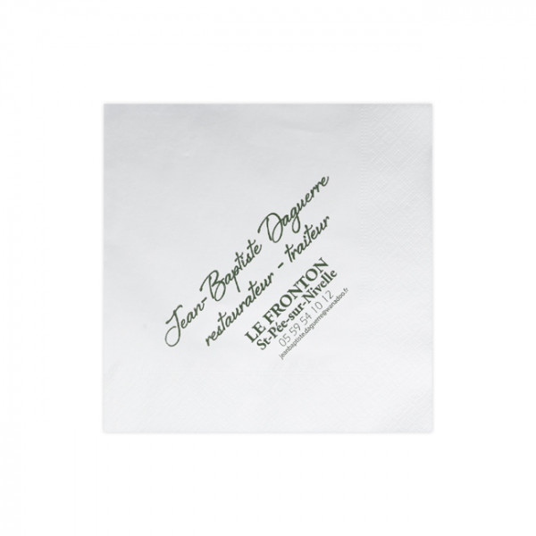 Serviette personnalisée blanche 24x24 - 2 plis en ouate.