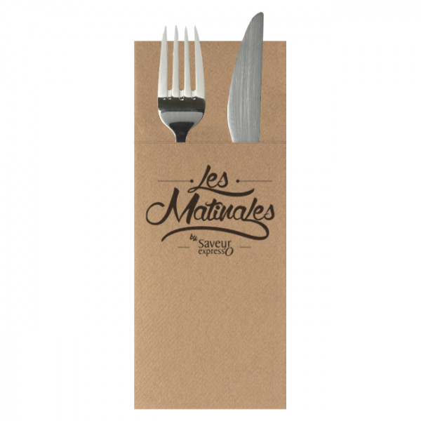 serviette personnalisée en soft aspect tissu kraft 30 x 40 pliage kangourou impression 1 à 2 couleurs